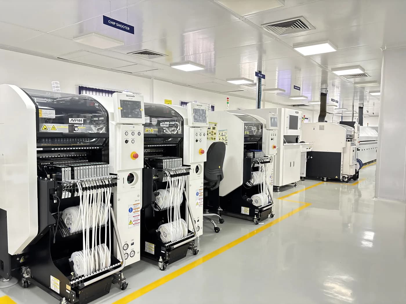 The SMT assembly line at the AEMS facility